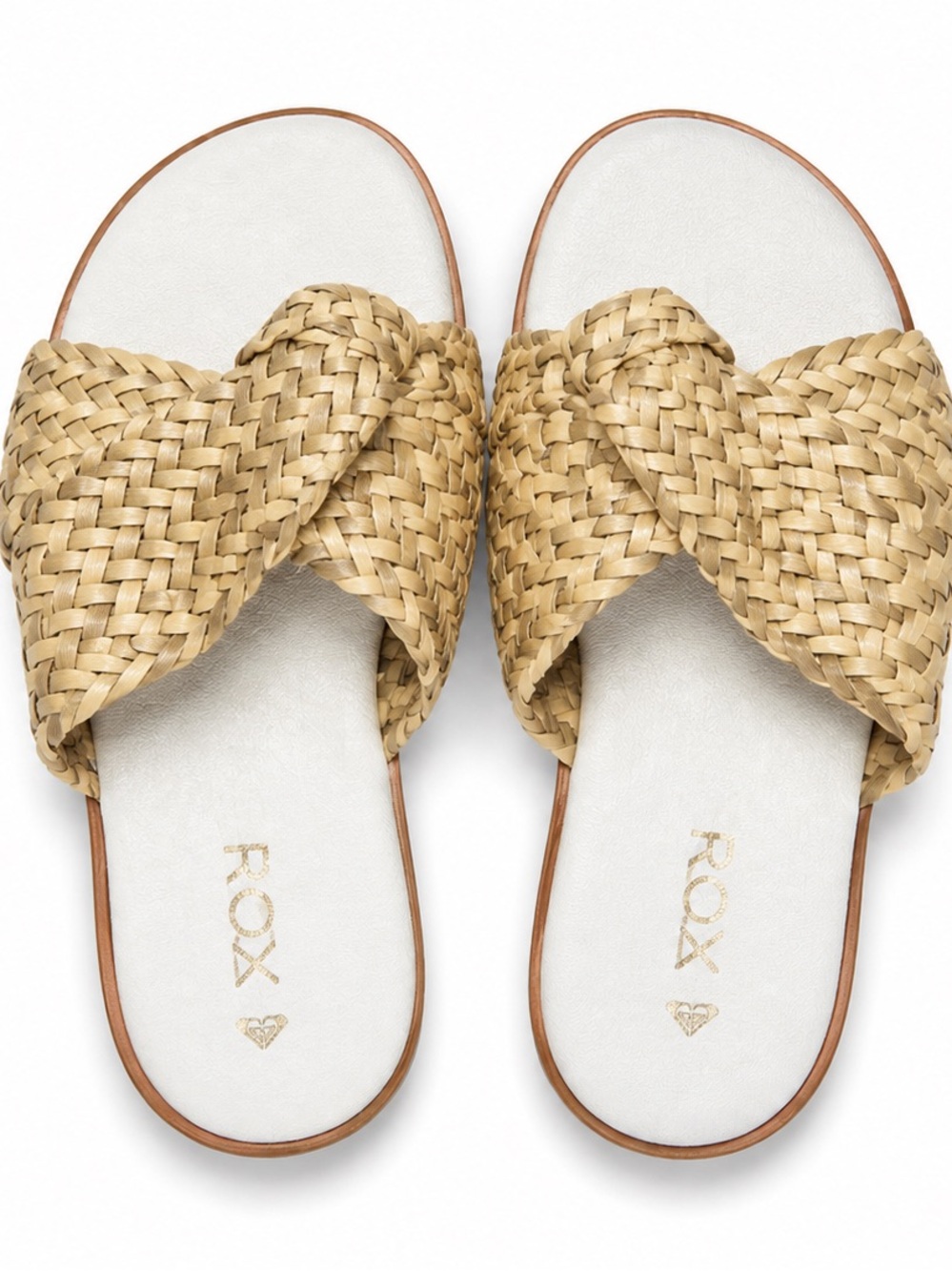 Roxy Braided Slide Sandals in Natural Beige